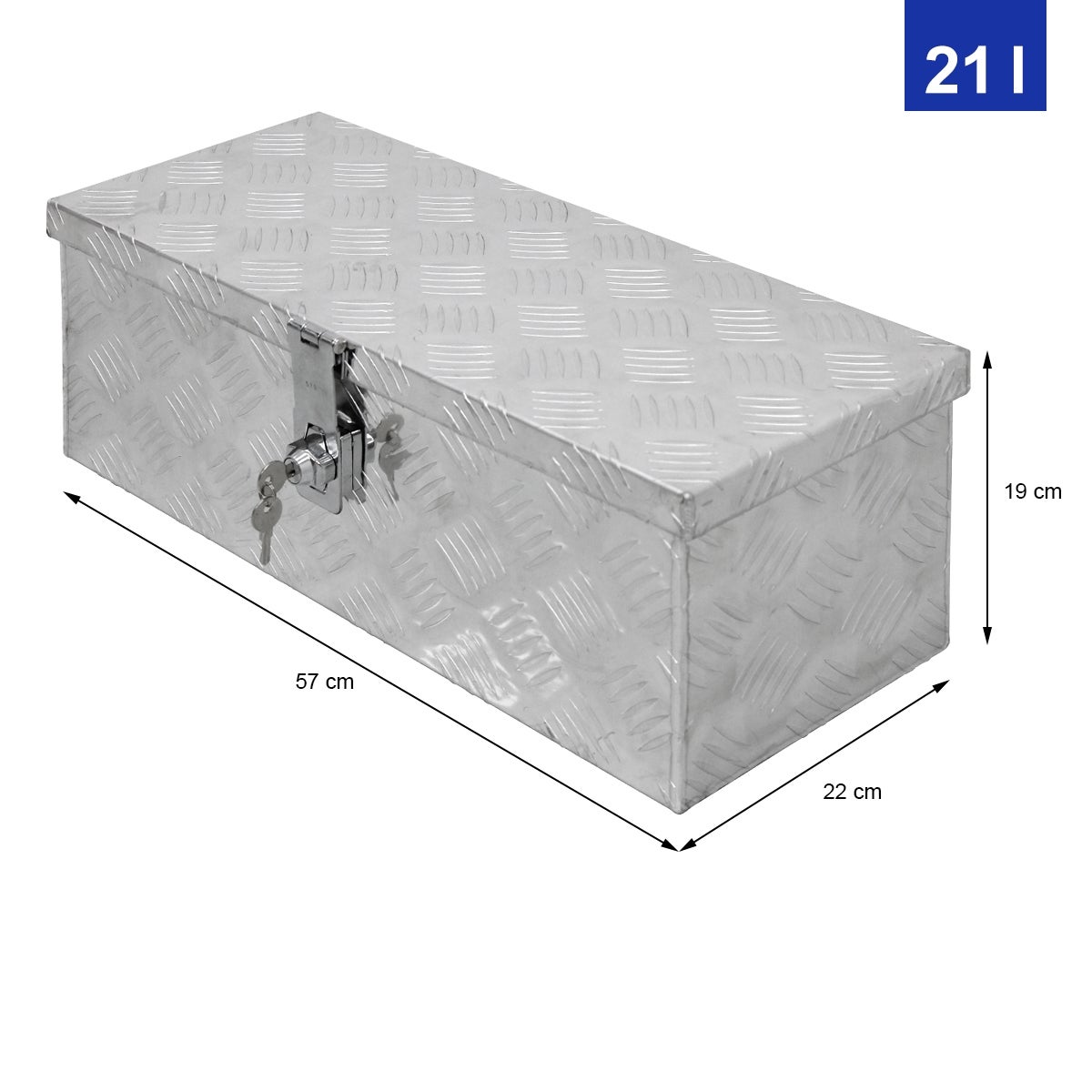 ECD Germany Aluminium Gereedschapskist 57 x 22 x 19 cm - Afsluitbaar - Gereedschapskoffer, Gereedschapskist, Gereedschapskist, Aluminium Kist, Transportkist, Disselkist, Vrachtwagenkist