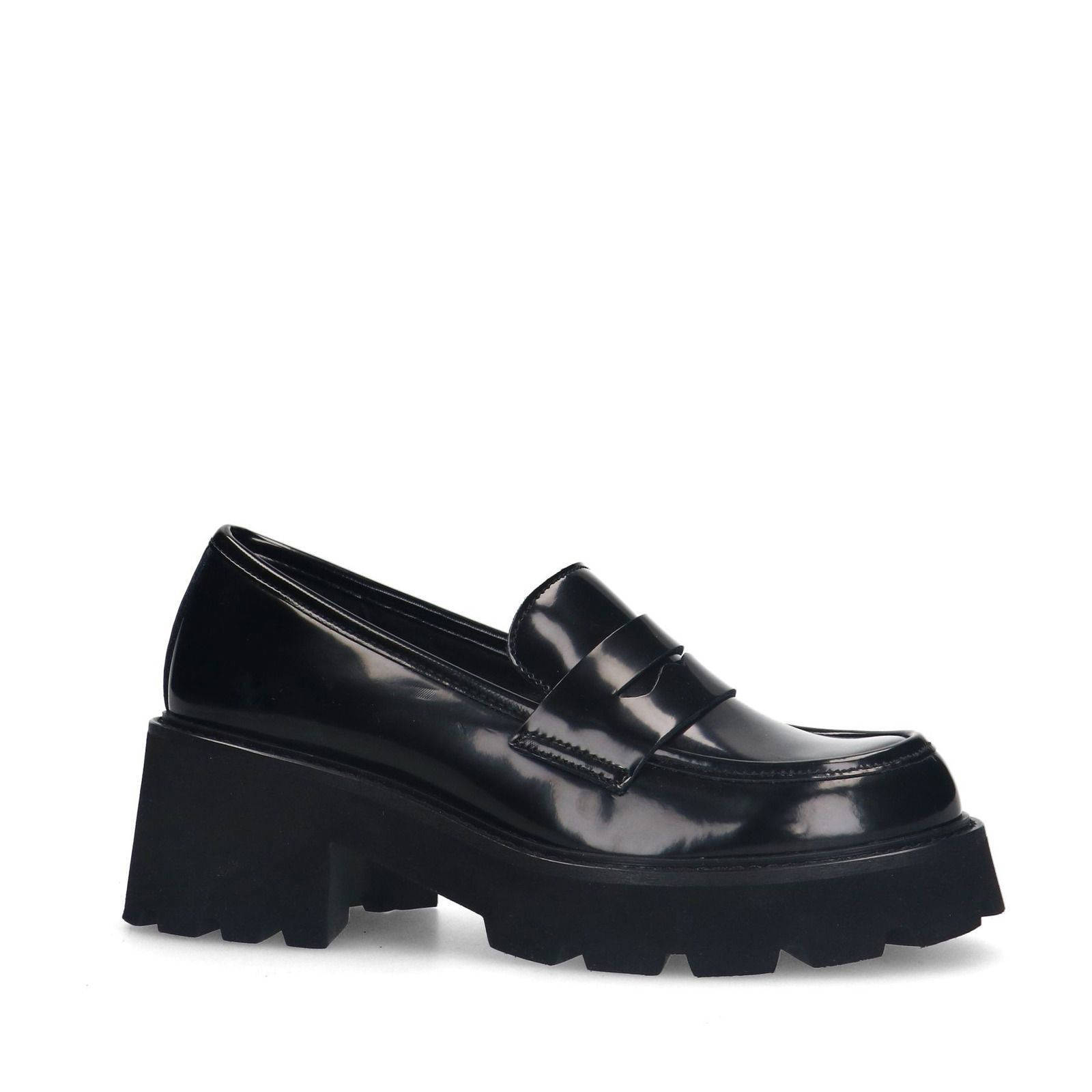 Sacha chunky leren loafers zwart