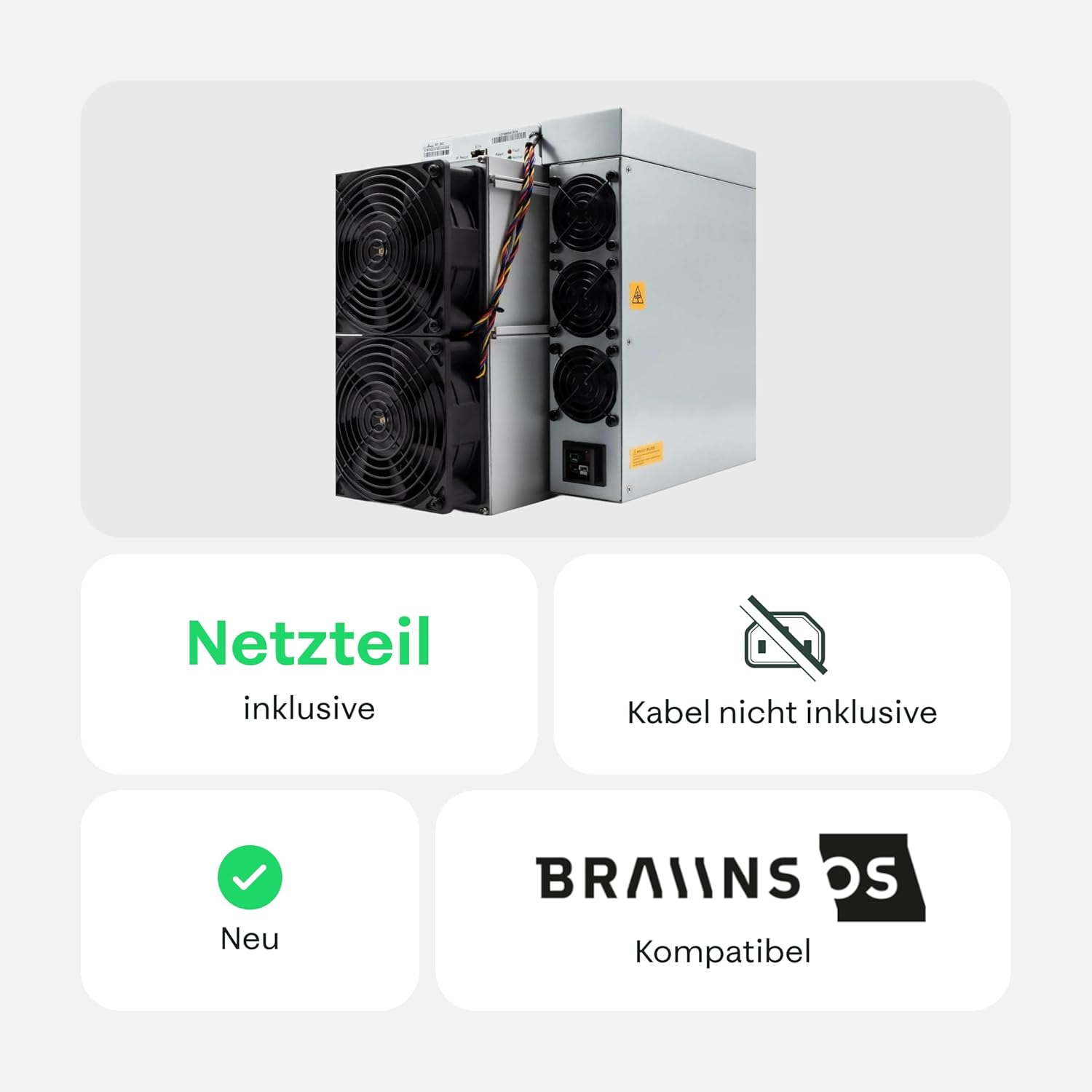Bitmain Antminer S21 XP Bitcoin Miner 3.645 W | 270 TH/s | Krypto/ASIC Miner | Bitmain OS mit Effizienz von 13,5 J/TH | inkl. Netzteil | Neuer BTC Miner