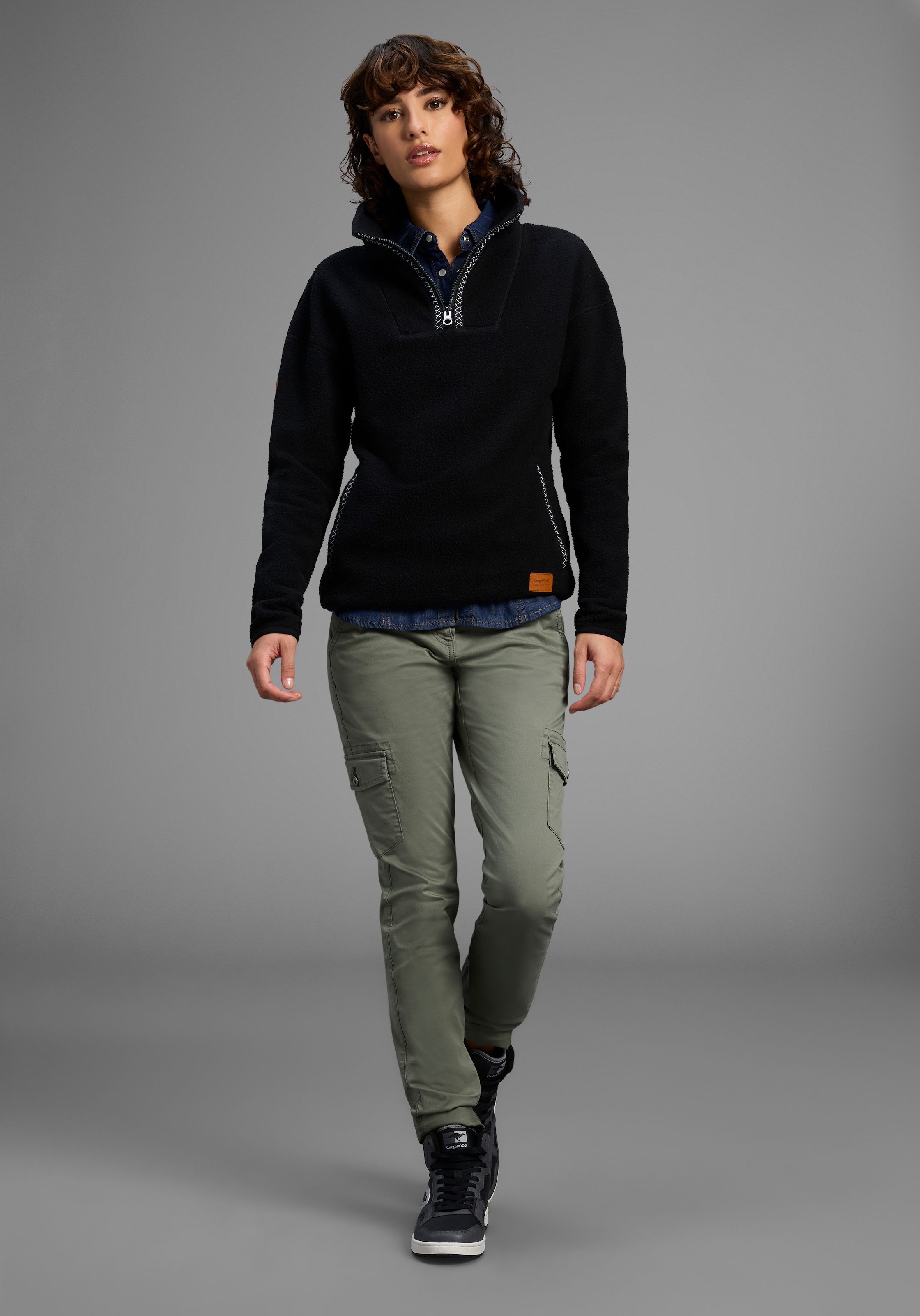 KangaROOS Fleecepullover , aus kuscheligem Sherpa Fleece, Half-zip
