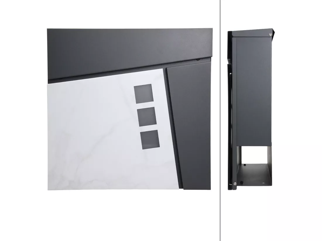 Boîte aux lettres murale moderne en acier anthracite 2 clés inclus ECD Germany