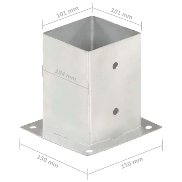 vidaXL Stolpeankere 4 stk galvanisert metall 101 mm