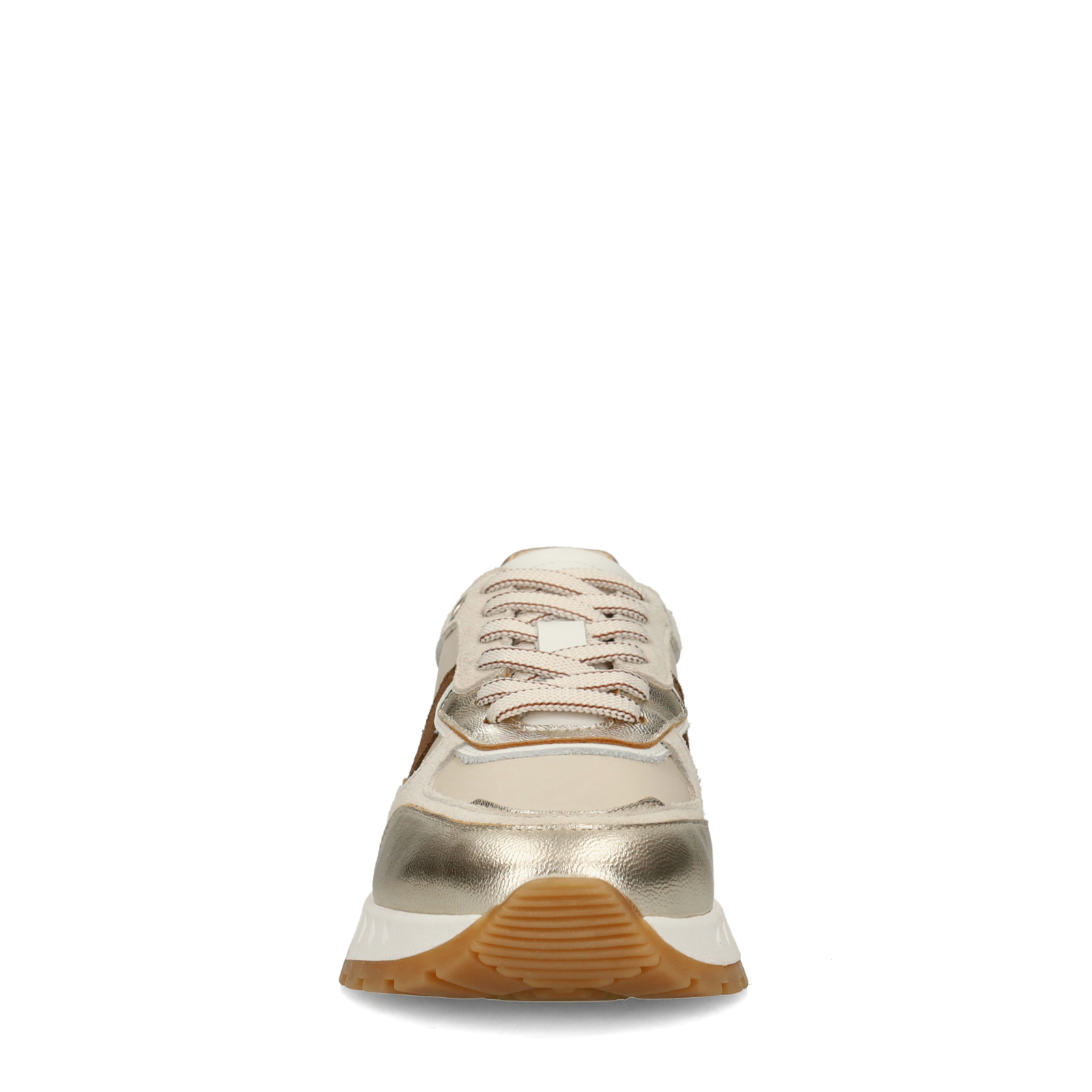 Gouden leren sneakers met met multicolor details