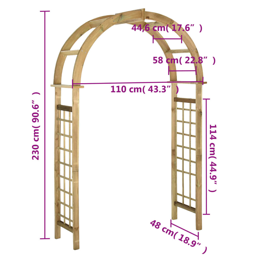 Arche avec treillis bois de pin vert imprégné