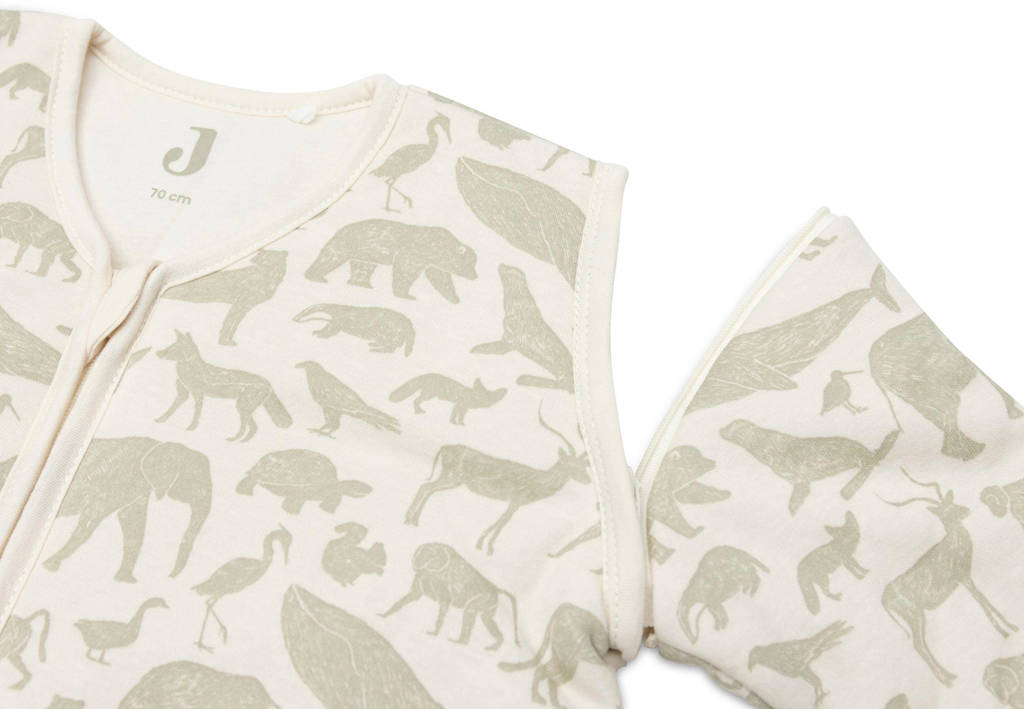 Slaapzak valt superbaby slaapzak met afritsbare mouw Animals - Olive Green