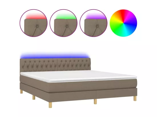 Sommier tapissier avec matelas et LED Taupe 180x200 cm Tissu