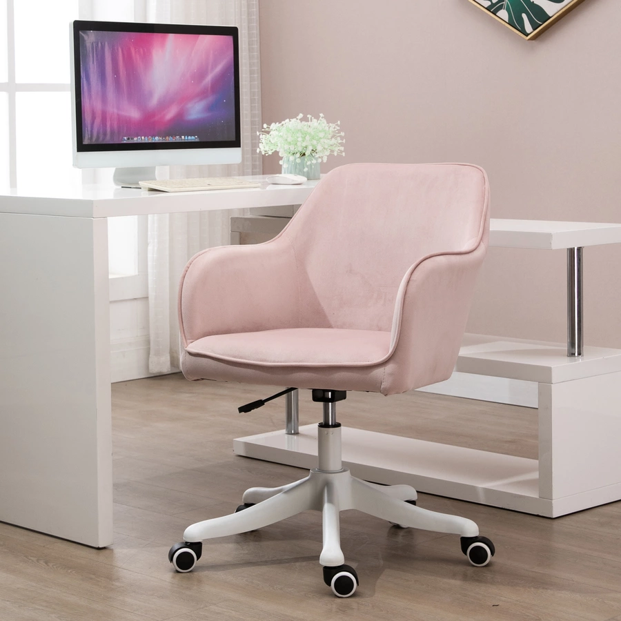 Vinsetto Drehstuhl inkl. Lendenkissen mit Vibrationsmassage rosa