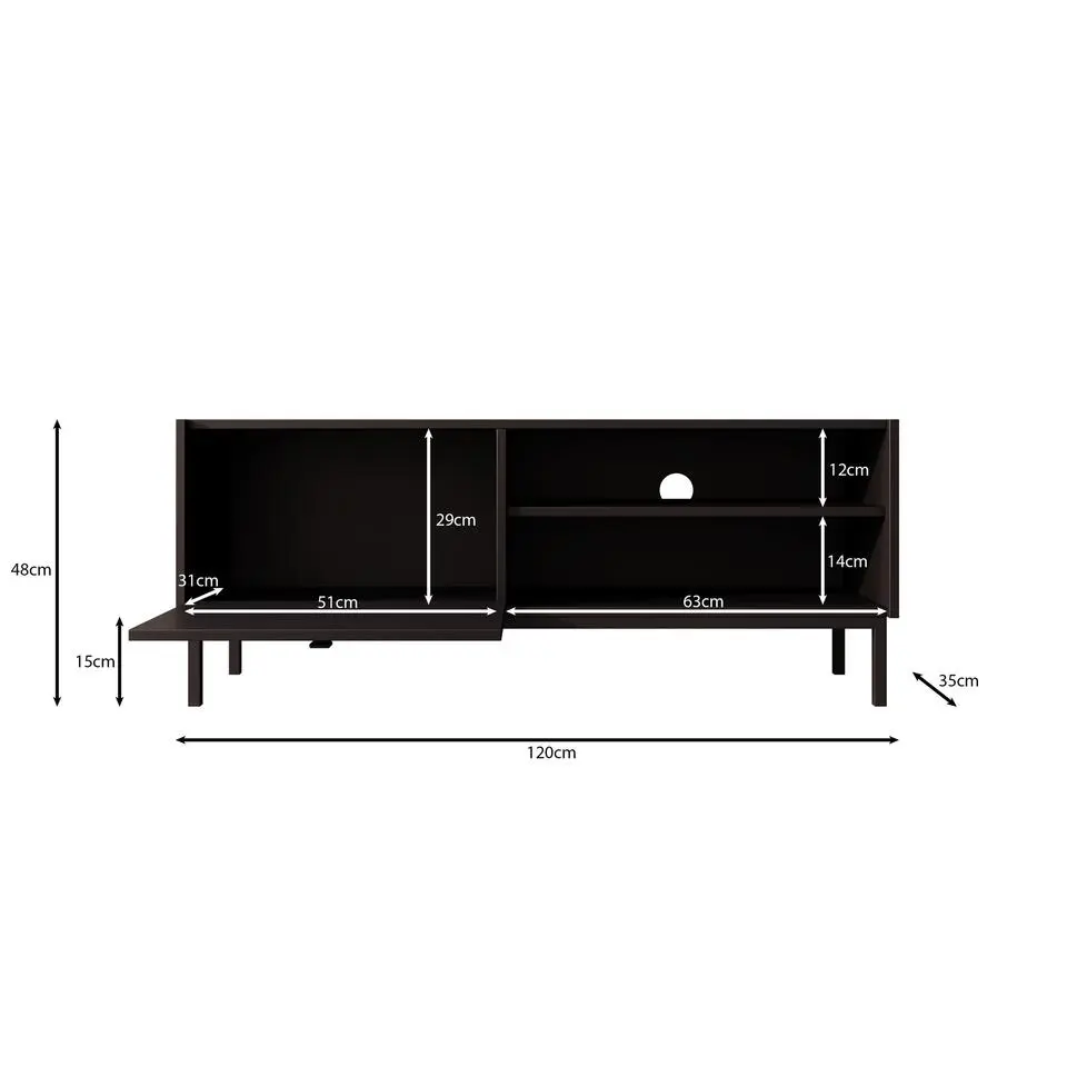 Meubella - TV-Meubel Norment - Zwart - 120 cm