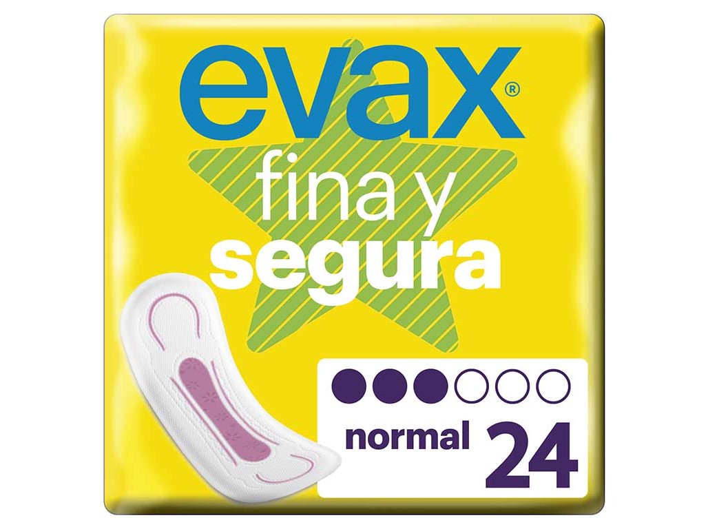 PENSOS HIGIÉNICOS FINA E SEGURA NORMAL EVAX 24 UN