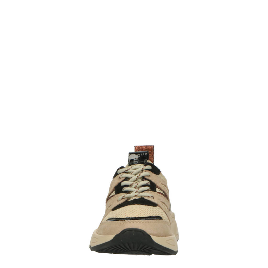 PS Poelman chunky leren sneakers beige/zwart