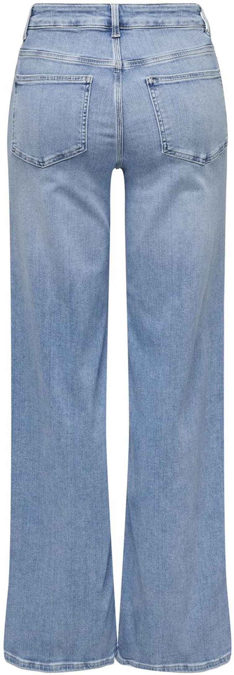 ONLY High-waist-Jeans »ONLMADISON – High Waist Jeans mit weitem Bein für Komfort«, Abriebeffekte, casual, weit, Denim/Jeans, Eingrifftaschen