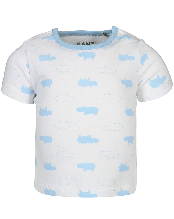 T-Shirt LITTLE HIPPO in weiß/hellblau