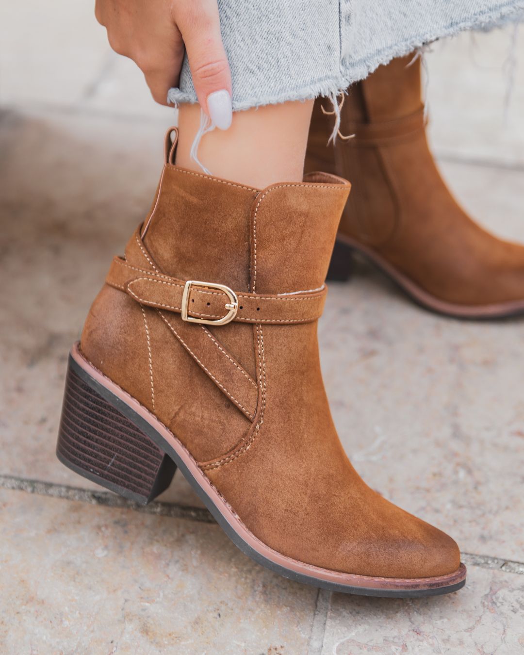 Bottines femme camel à bout pointu - Léontine