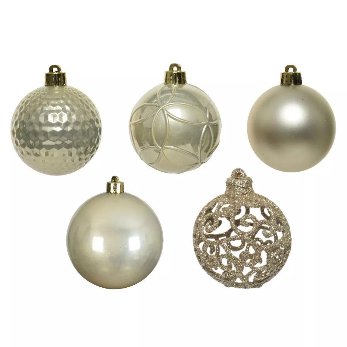 Lot de 37 boules de Noël (D60 mm) Alpine mix Perle