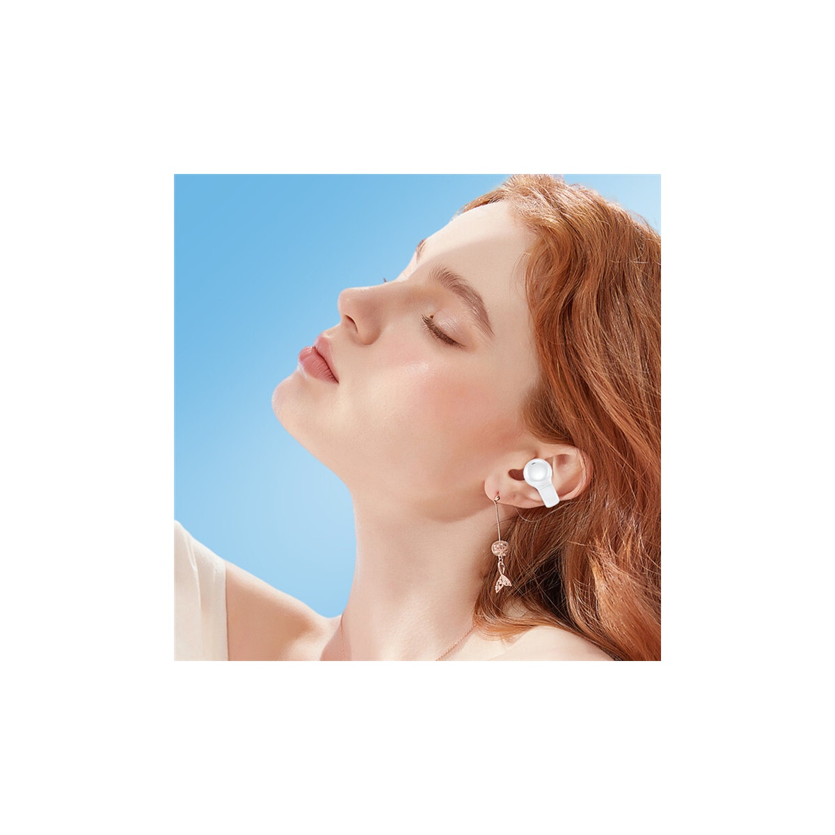 Ørefrie / beinledningshodetelefoner Bluetooth 5.2 Hvit
