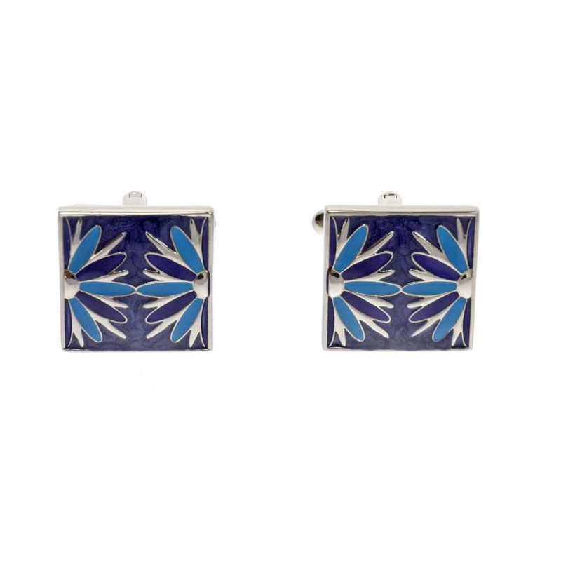 Boutons de manchette, fleurs, bleu turquoise