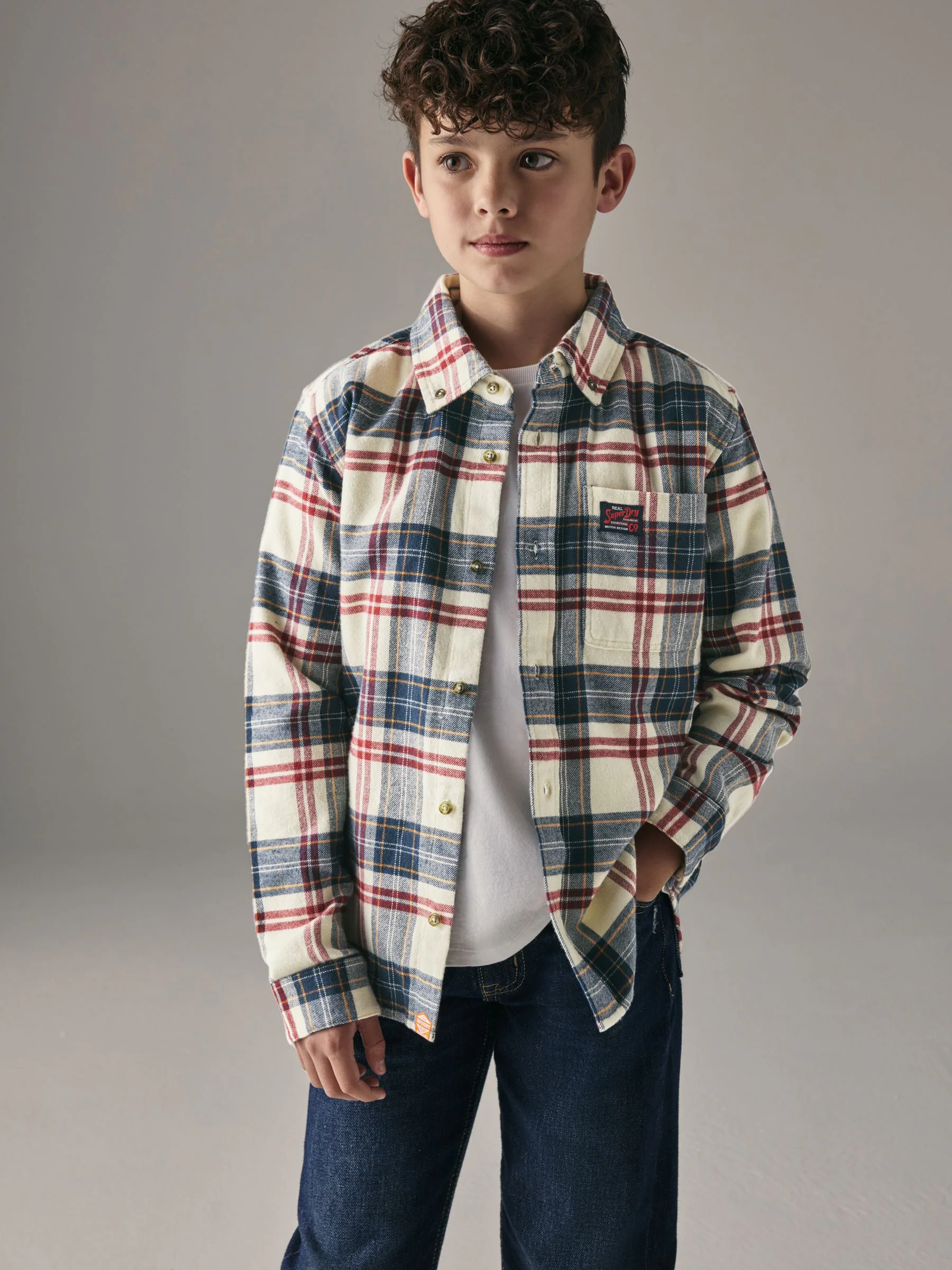 Wit - Geruit Superdry hemd