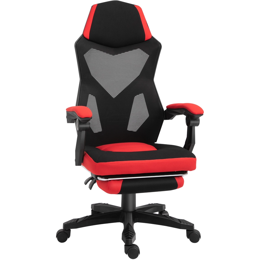 Vinsetto Gamingstuhl mit Fußstütze schwarz, rot
