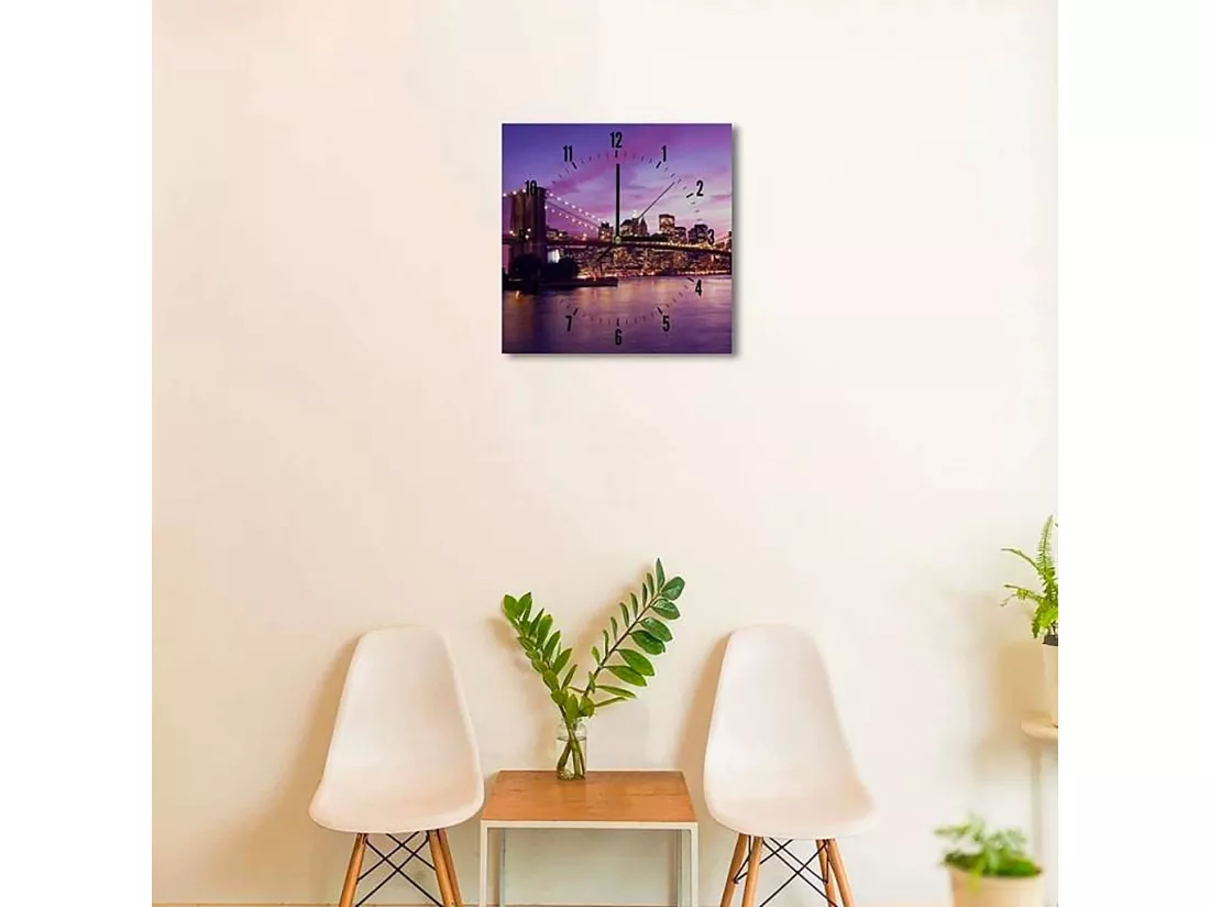 Horloge Murale Panoramique Ville Lumineuse Design Urbain - 40 x 40 cm
