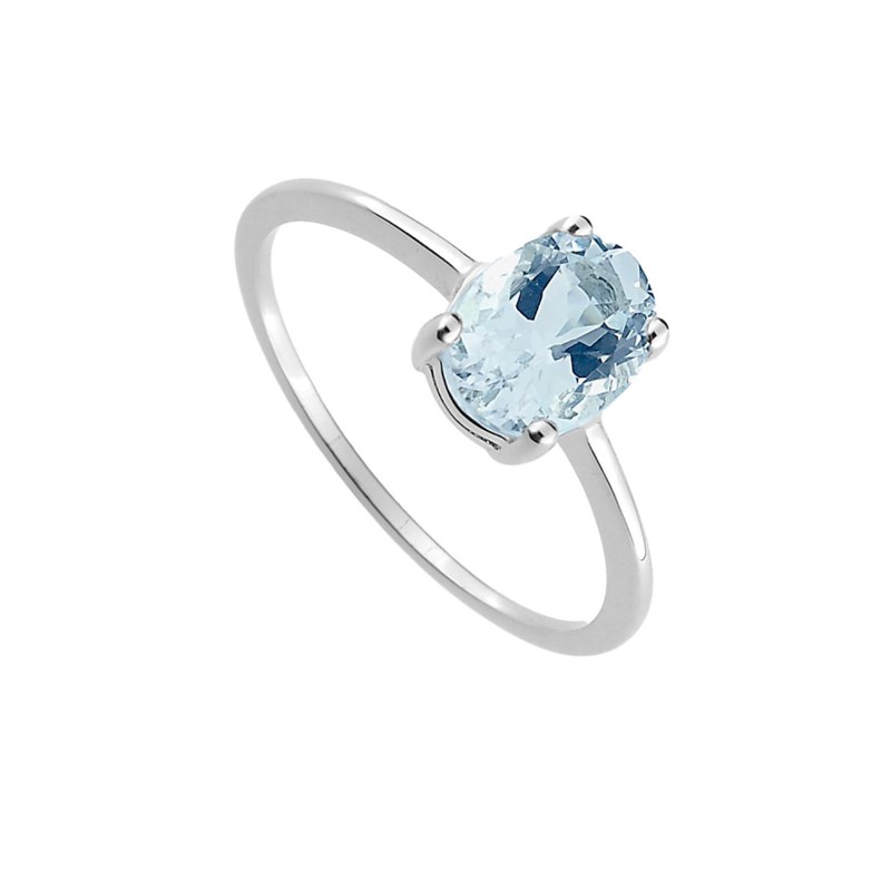 Bague Femme - aigue marine - Or 18 Carats