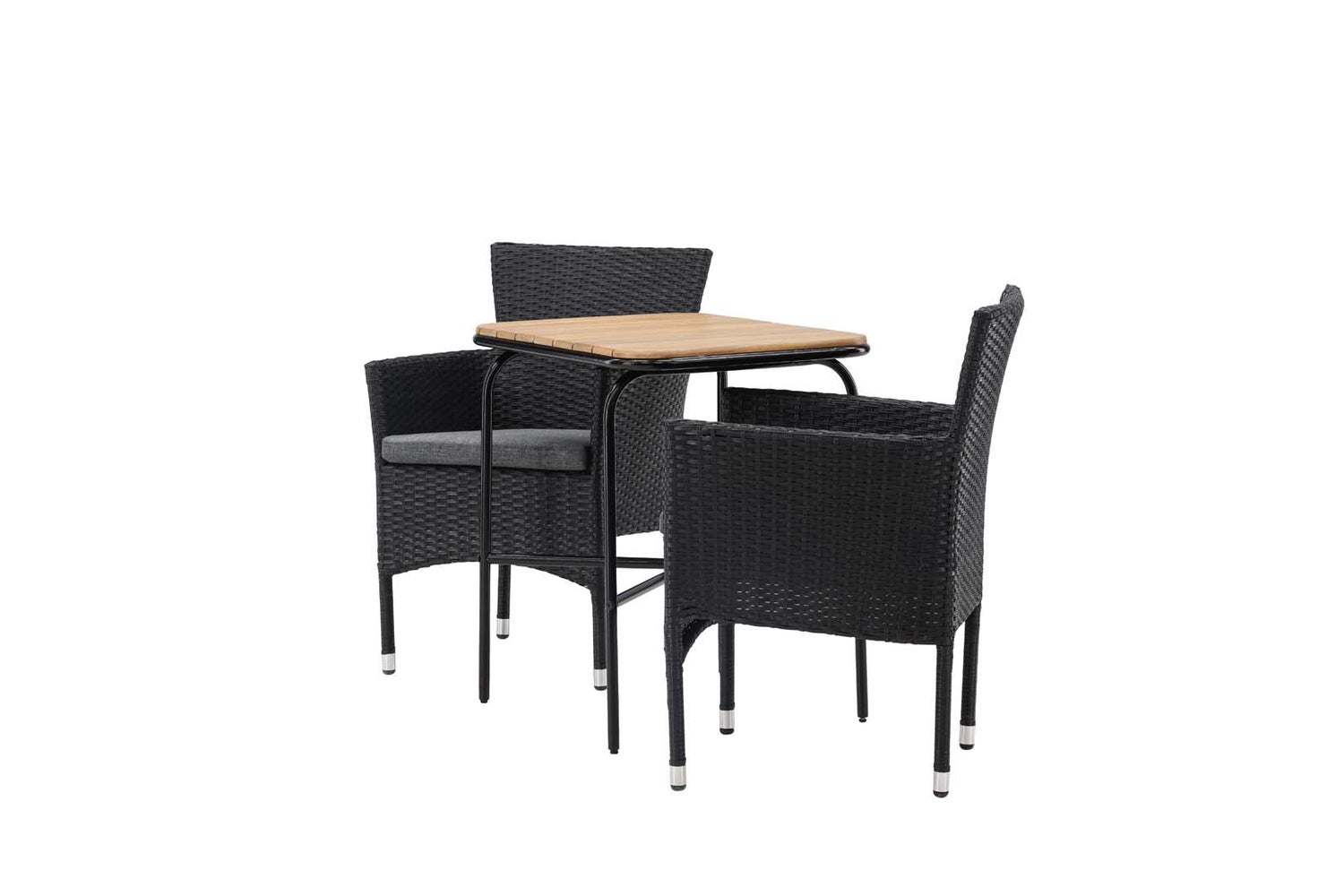 Holmbeck tuinset: tafel, 2 stoelen, naturel/zwart. 88 x 70 x 74 cm