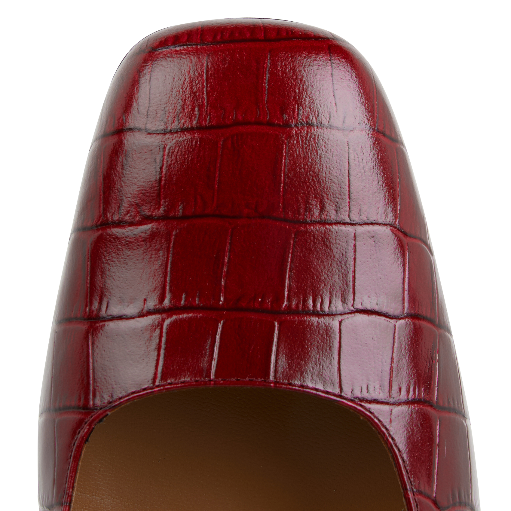 CLARISSA - Babies en cuir embossé python | Rouge