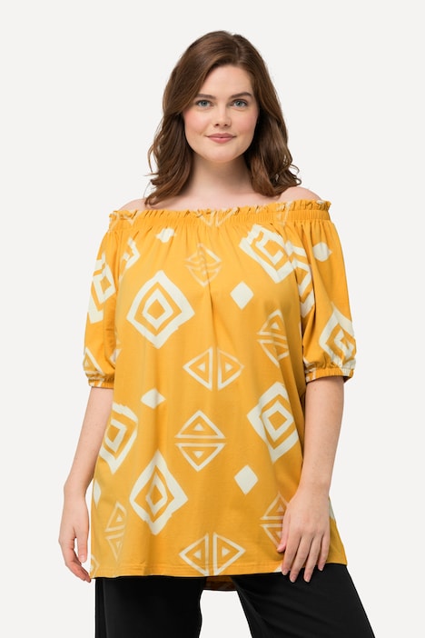 T-Shirt, Carmen-Ausschnitt, Halbarm, Biobaumwolle