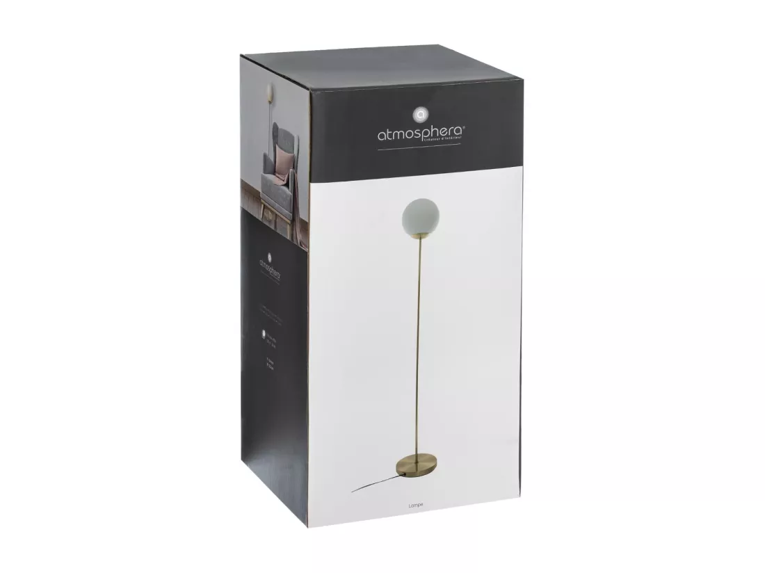 Lampadaire en métal Doré et Verre H 134 cm