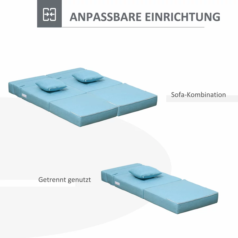HOMCOM Schlafsessel mit waschbarem Kissen blau