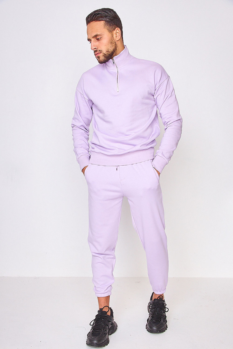 Sweat demi-zip violet