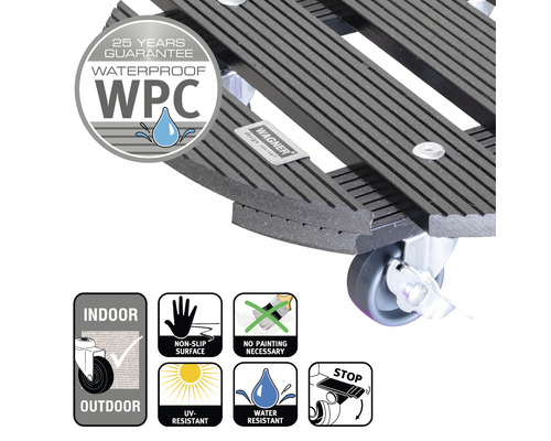 Plantenwagen WPC Ø 29 cm max. draagvermogen 100 kg antraciet