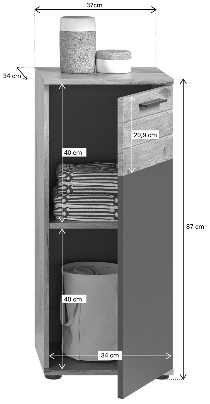 Unterschrank Mason Nox Oak/Basalt grau