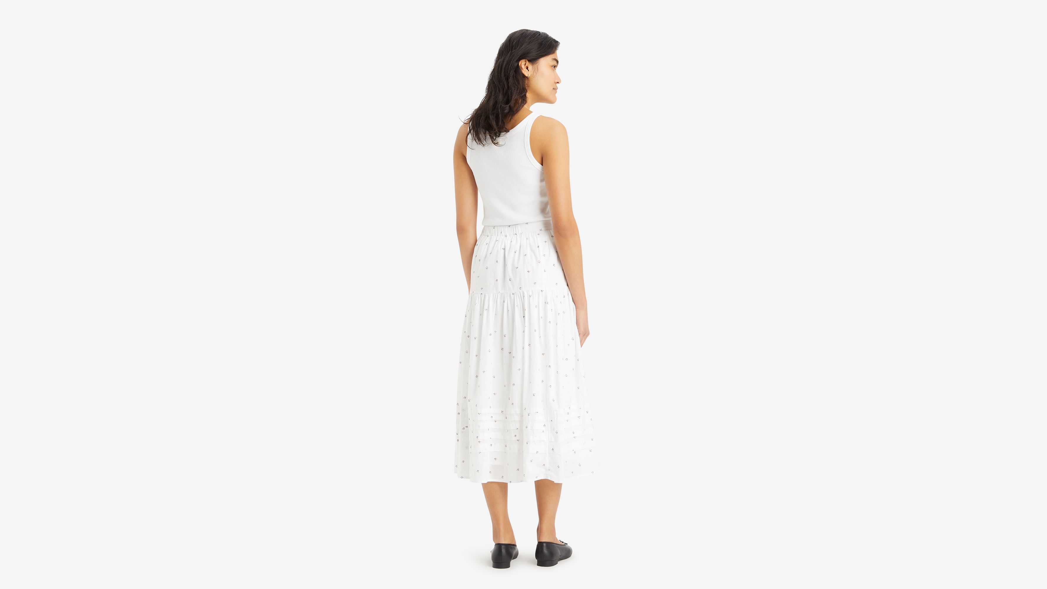 Jupe à basques Becca - Anthea Floral Bright White - Blanc