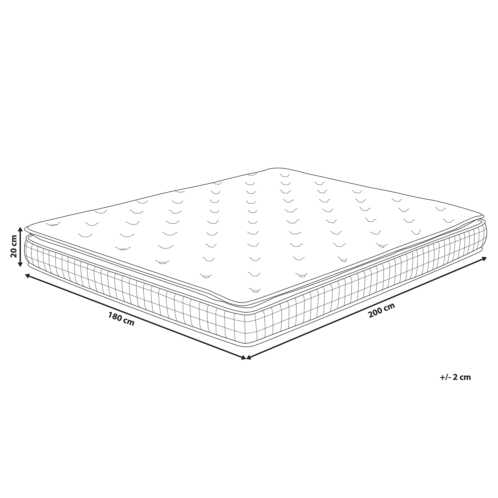 Beliani - CHARM - Traagschuimmatras - Wit - 180 x 200 cm - Polyester