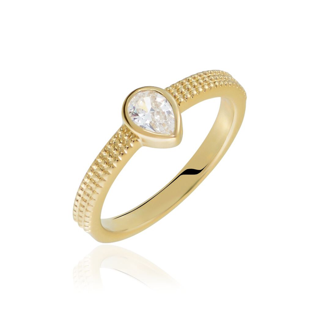 Bague Plaqué Or Lame Oxyde De Zirconium
