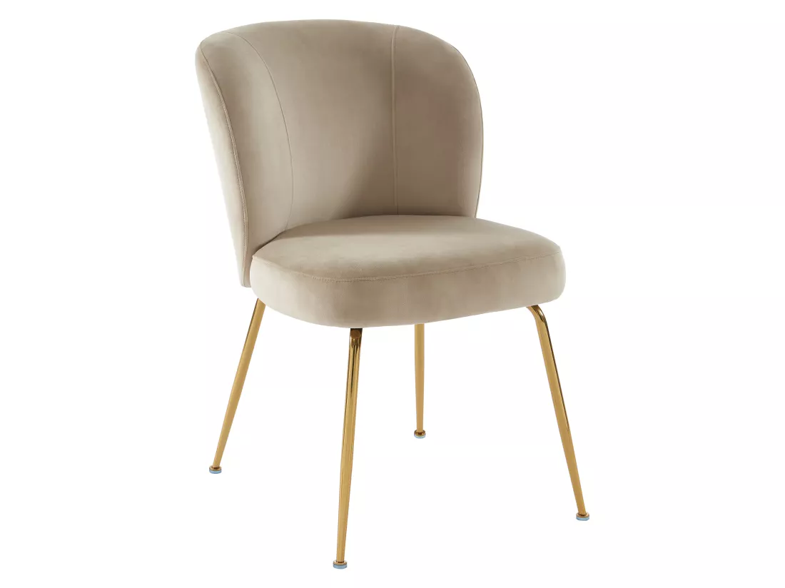 Lot de 2 chaises en velours et métal doré - Beige - POLPONA