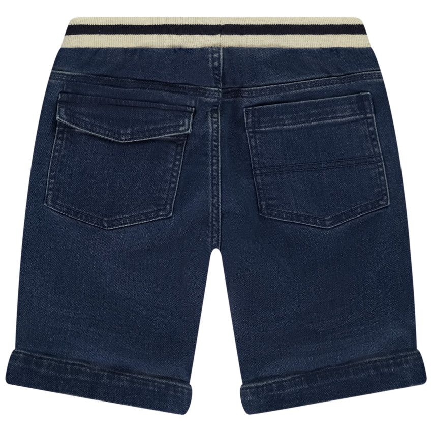Bermuda effet jean taille élastiquée à rayures pour garçon - Bleu moyen