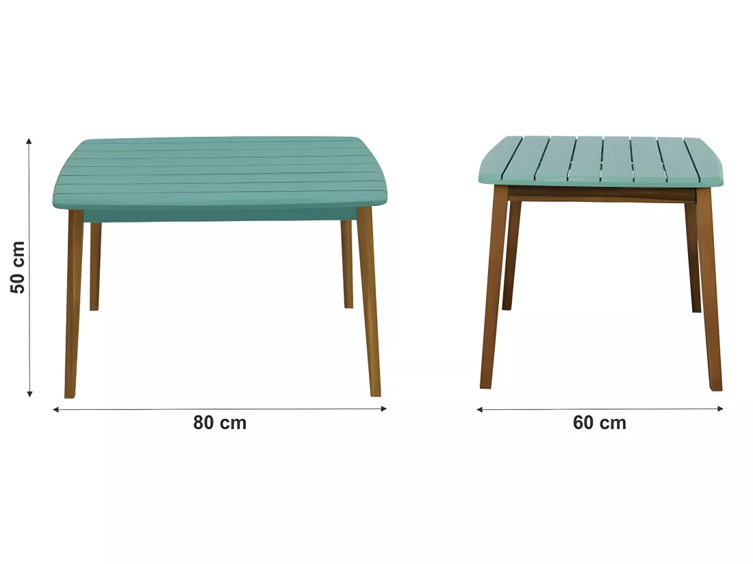 Table de jardin pour enfant en acacia bleu turquoise L.80 cm - GOZO de MYLIA