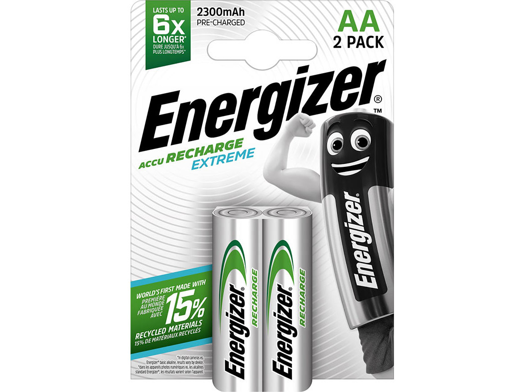 PILHAS RECARREGÁVEIS ENERGIZER EXTREME AA 2300MAH PACK 2 UNIDADES