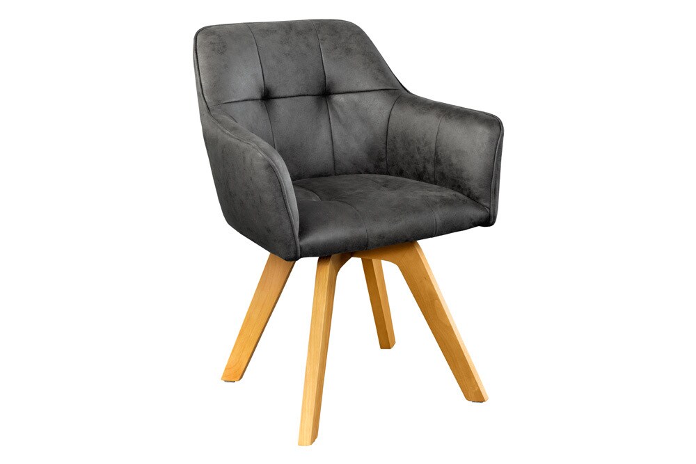 riess-ambiente Stuhl LOFT - antik grau drehbar Gestell aus massivem Buchenholz mit Armlehne