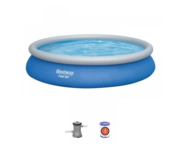 Bestway Fast Set 57313-4, 9677 L, Oppustelig pool, Barn & voksen, Grå, 21,4 kg