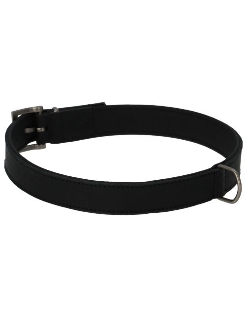 Adori Halsband Vetleder Gevoerd Zwart&Zwart - Hondenhalsband