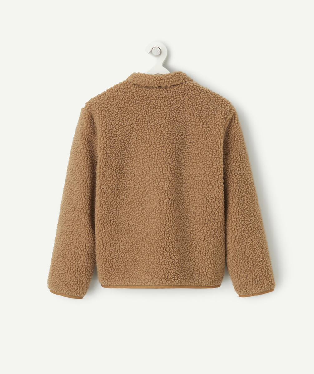 VESTE BI-MATIÈRE MANCHES LONGUES GARÇON MARRON