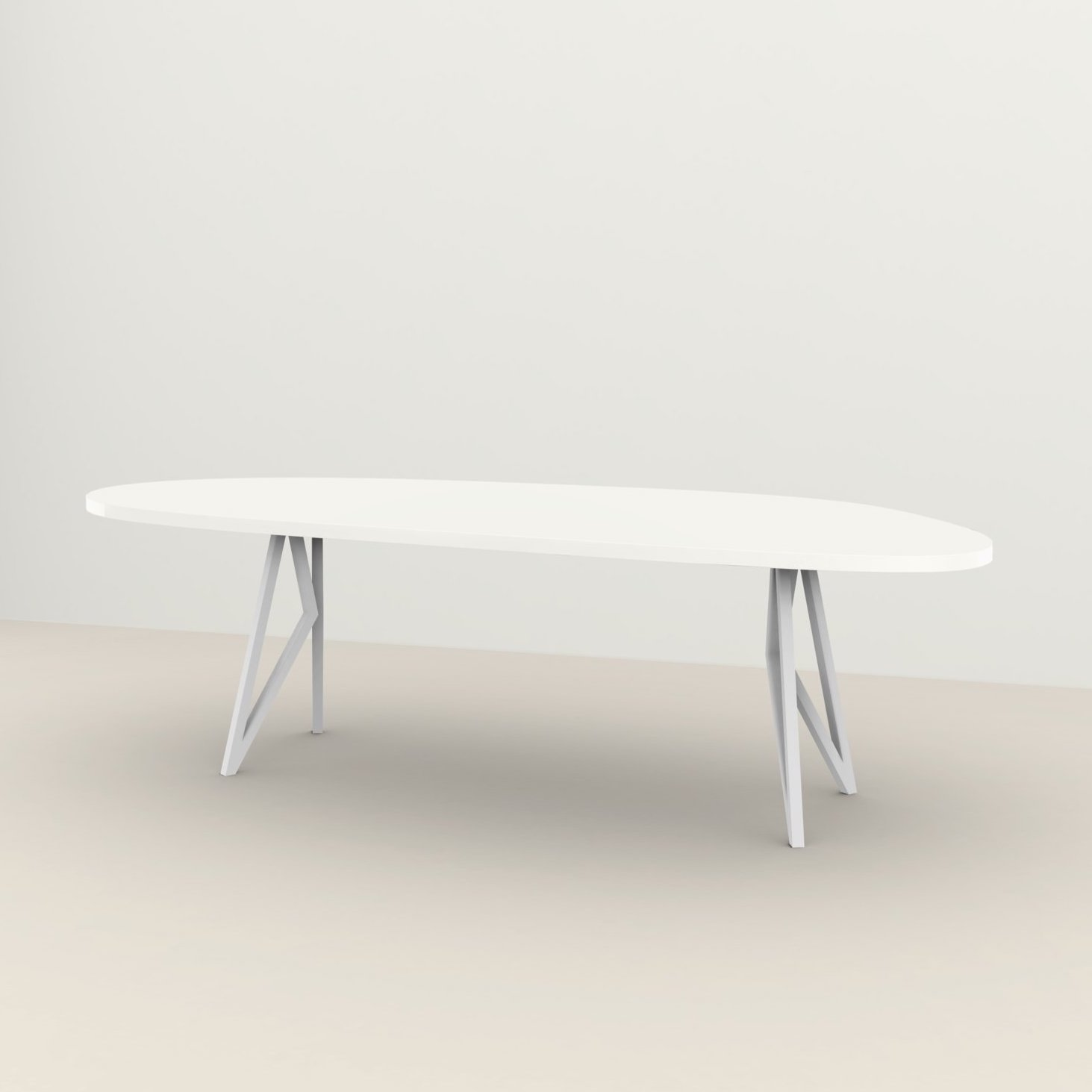 Studio HENK tafel Butterfly Blob - wit frame, HPL Fenix bianco kos 300 x 100 | HPL Fenix Bianco Kos | Rechte Rand | Frame Wit