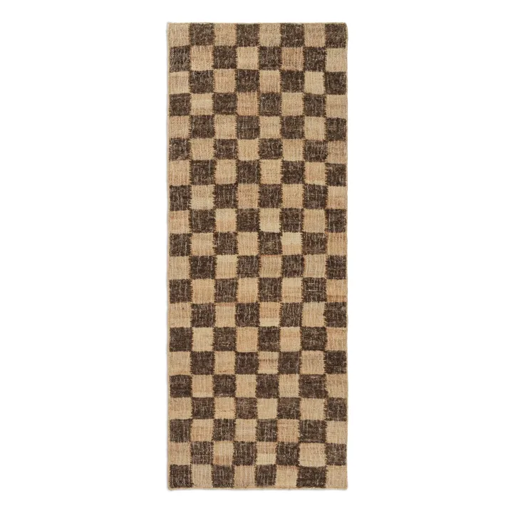 Ferm Living Tapis en jute et laine Check | Café