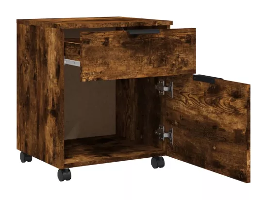 Classeur mobile avec roues Chêne fumé 45x38x54 cm Bois