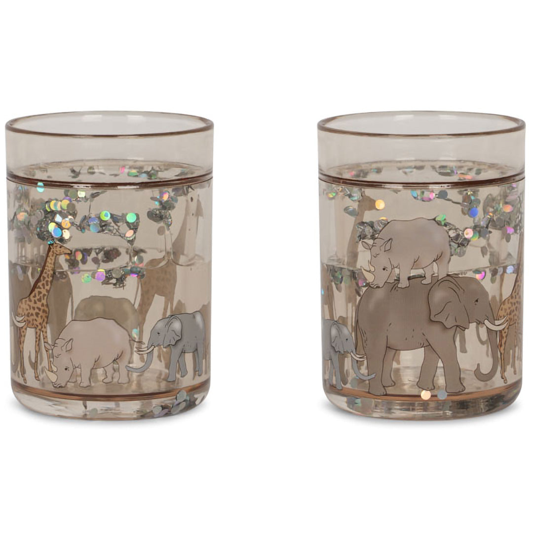 konges sløjd kinderbekers met glitter safari - bruin - 2st