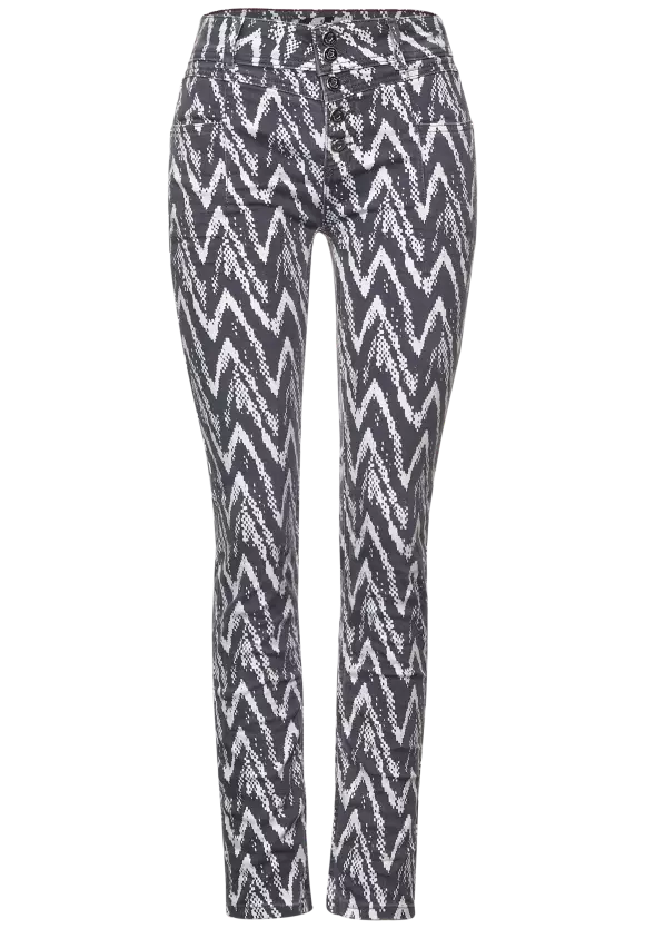 Casual Fit Denim mit Print - black white aop