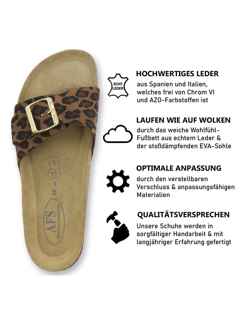 modische Pantoletten Damen leo-braun