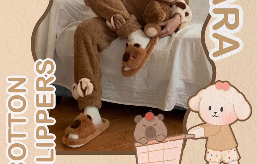 Honkizz - Capybara Fluffy Huispantoffels